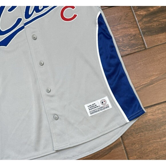 Chicago Cubs Mens Baseball Jersey MLB Gray Blue Sewn Logo Front Button Up Sz M - Picture 2 of 7